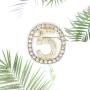 Qiaoqiao Number Five Pin Brooch Crystal Lucky Hollow-Out Digit 5 Pearl Chic Brooches Fashion Rhinestones Breastpin for Banquet Bouquet Women Girls Men Jewelry