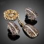 Earrings Hoops Studs Ear Nails Gold Color Leopard with Crystal Clip Earrings and Pendant Necklace Jewelry Sets