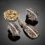 Earrings Hoops Studs Ear Nails Gold Color Leopard with Crystal Clip Earrings and Pendant Necklace Jewelry Sets