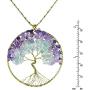 AeraVida Purple Fluorite Green Quartz Stone Eternal Tree of Life Brass Necklace