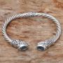 NOVICA Gold Accent .925 Sterling Silver Animal Themed Cuff Bracelets Dragonfly Den In Blue