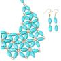RIAH FASHION Colorful Acrylic Bead Bubble Statement Hammock Bib Necklace - Tessellate Cluster Statement Collar Beaded Flower, Linked Teardrop Jewel Net