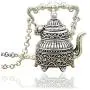 RechicGu Vintage Silver Victorian Wonderland 3D Tea Pot Party Steampunk Necklace Goth
