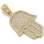 ROWIN&CO Hip Hop Jewelry Iced Out Gold Hamsa Hand of Fatima Evil Eye CZ Pendant Rapper Chains for Men Women Necklace, 24 Inch