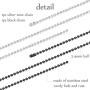 ORAZIO 2PCS Stainless Steel Military Dog Tag Ball Chain Necklace for Men Women 2.4mm Bead Chain Set with Connector Silver Tone Black 20-30 Inches