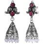 Efulgenz Boho Vintage Antique Ethnic Gypsy Indian Oxidized Silver Crystal Cubic Zirconia Bridal Necklace Earrings Jewelry Set