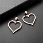 Lux Accessories Heart Shaped White Pearls Fashion Dangle Earrings