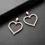 Lux Accessories Heart Shaped White Pearls Fashion Dangle Earrings