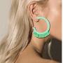 Sllaiss Summer Beaded Raffia Statement Earrings for Women Fashion Jewelry Handmade Bohemian Drop Dangle Earrings Big Circle Hoop Colorful