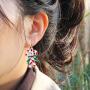 RareLove 2020 Statement Christmas Candy Cane Red Green Piercing Dangle Earrings Red CZ Rhinestone Silver Plated Alloy Holiday Jewelry for Women Girls