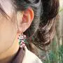 RareLove 2020 Statement Christmas Candy Cane Red Green Piercing Dangle Earrings Red CZ Rhinestone Silver Plated Alloy Holiday Jewelry for Women Girls RareLove 2020 Statement Christmas Candy Cane Red Green Piercing Dangle Earrings Red CZ Rhinestone Silver Plated Alloy Holiday Jewelry for Women Girls