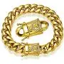 ROWIN&CO Mens Chain 18K Gold Stainless Steel Big Heavy Cuban Link Necklace/Bracelet Hip hop Jewelry with CZ Diamond Skull Chain Choker, 15mm Width, 8-35 Inch Lengths, (with Gift Box)