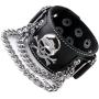 Jovivi Punk Leather Cuff Bracelet Skull Design Bracelet Wristband Adjustable Size 7 to 8 Inches Include a Pouch