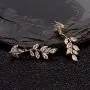 Women’s Cubic Zirconia Wedding Earrings - Sterling Silver Crystal CZ Rhinestone Cluster Floral Leaf Bridal Chandelier Earrings for Bride Bridesmaids Mother of Bride Party Prom Costume Jewelry