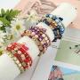 CASSIECA 4 Sets Bohemian Stackable Bead Bracelets for Women Multilayer Stretch Beaded Bracelets Set Multicolor Boho Bracelets Jewelry Sets for Women