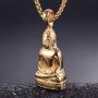 Xusamss Plated 18K Gold Titanium Steel Buddha Religious Pendant Necklace,22inches Link Chain