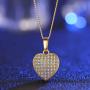 YHLISO Love Heart Necklace for Women Round CZ Diamond Cluster Crystal Cute Heart Pendant Choker Mother Jewelry