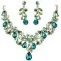BriLove Womens Bohemian Boho Crystal Filigree Vine Leaf Hollow Enamel Statement Necklace Dangle Earrings Set BriLove Womens Bohemian Boho Crystal Filigree Vine Leaf Hollow Enamel Statement Necklace Dangle Earrings Set
