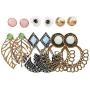 ZRosse 6 Piars Bohemian Leaf Flower Pearl Crystal Earrings Set Fashion Retro Zircon Crystal Charm Ear Studs for Women and Girls