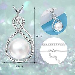 POPGRAT Gifts for Wife Her 10mm White Pearl Necklace Pendant Single Pearl Jewelry Mom Infinity Love Necklace