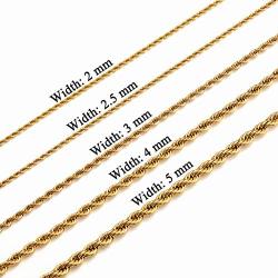 MEMGIFT 18K Real Gold Plated Rope Choker Chain Necklaces for Women Men Boys Teen Girls 2MM 2.5MM 3MM 4MM 5MM 16-28 Inches Chain Simple Fashion Trendy Jewelry Gifts for Mom Dad Sister Daughter Son