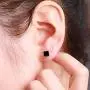 Lanroque Sterling Silver 6mm Princess Cut Cubic Zirconia Stud Earrings for Men and Women (Black CZ Rose Gold) Lanroque Sterling Silver 6mm Princess Cut Cubic Zirconia Stud Earrings for Men and Women (Black CZ Rose Gold)