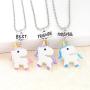 na 3 Pcs/Set Cartoon Necklaces French Fries Hot Dog Bread Hamburger Pendant Best Friends Unicorn Necklace Christmas BFF Sets Jewelry (Unicorn)