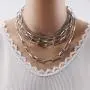 Layered Punk Chunky Chain Choker Necklace, Statement Cool Sliver Multilayer Hip Hop Necklace with Lock Pendant for Women Girls Layered Punk Chunky Chain Choker Necklace, Statement Cool Sliver Multilayer Hip Hop Necklace with Lock Pendant for Women Girls