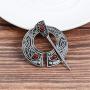 Penannular Brooch Pin for Women Viking Bow Harp Scarf Cloak Shawl Buckle Clasp Pin Brooch Lapel Girls Pirate Amulet Jewelry