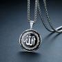 UMtrade Religious Jewelry Men Women Stainless Steel Muslim Allah Islam Round Pendant Necklace