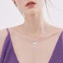YL Mother and Daughter Necklace 925 Sterling Silver Mum Hold Child Heart Pendant Created Ruby/Aquamarine/Sapphire/Amethyst/Emerald/Garnet/Zirconia Necklace Gifts for Moms