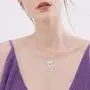 YL Mother and Daughter Necklace 925 Sterling Silver Mum Hold Child Heart Pendant Created Ruby/Aquamarine/Sapphire/Amethyst/Emerald/Garnet/Zirconia Necklace Gifts for Moms