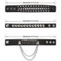 LOLIAS 4 Pcs Black Punk Cuff Bracelet for Men Women Gothic Strap Biker Halloween Rivet Costume Adjustable Wristband Bracelets Set