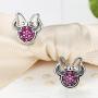 ERLUER 925 Sterling Silver Mickey Mouse Stud Earrings Cubic Zirconia for Women Girls Wedding Jewelry Earring (Mini Mickey Earrings)