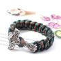 SONGCHANGJEWELRY Viking Braided Bracelets - Thor Hammer Viking Gifts for Men with Amulet Rune Knot Scandinavian Rope Bangles, Handmade Umbrella String Bracelet
