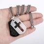 P. BLAKE Stainless Steel Dog Tag Cross Necklace for Men Boys Lord’s Prayer Pendant with Wheat Chain 24 Inches