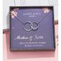 Amelery Mother Son Necklace, Sterling Silver Two Interlocking Infinity Circles,Mothers Day Jewelry Birthday Gifts for Mom
