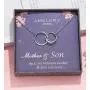 Amelery Mother Son Necklace, Sterling Silver Two Interlocking Infinity Circles,Mothers Day Jewelry Birthday Gifts for Mom