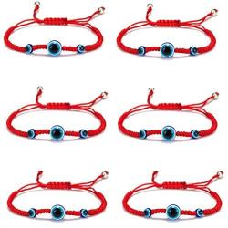 6 Pcs Evil Eye String Bracelets Set Turkish Religious Symbol Bracelet Protection Good Luck Amulet Bracelet Handmade Braided String Bracelets for Women Girls Jewelry