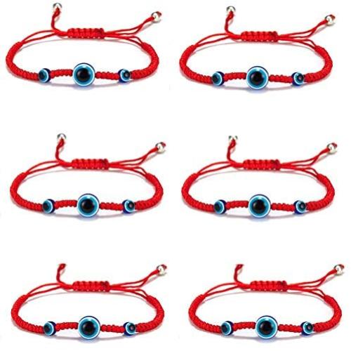 6 Pcs Evil Eye String Bracelets Set Turkish Religious Symbol Bracelet Protection Good Luck Amulet Bracelet Handmade Braided String Bracelets for Women Girls Jewelry
