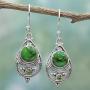 NOVICA Peridot Green Reconstituted Turquoise .925 Sterling Silver Dangle Earrings Green Elegance