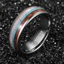 VAKKI 8mm Mens Tungsten Carbide Ring Deer Antler Turquoise Koa Wood Inlay Comfort Fit Size 7-12