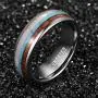 VAKKI 8mm Mens Tungsten Carbide Ring Deer Antler Turquoise Koa Wood Inlay Comfort Fit Size 7-12 VAKKI 8mm Mens Tungsten Carbide Ring Deer Antler Turquoise Koa Wood Inlay Comfort Fit Size 7-12