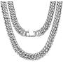 Jewelry Kingdom 1 Miami Cuban Link Chain for Men Stainless Steel Silver Necklace 8mm 13mm 16mm Double Tight Curb Link Chains Women Choker 18 to 30 inch