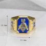 IFUAQZ Mens Stainless Steel Gold Plated Freemason Symbol Masonic Rings Blue G Lodge Master Mason Signet Biker Band