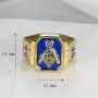 IFUAQZ Mens Stainless Steel Gold Plated Freemason Symbol Masonic Rings Blue G Lodge Master Mason Signet Biker Band IFUAQZ Mens Stainless Steel Gold Plated Freemason Symbol Masonic Rings Blue G Lodge Master Mason Signet Biker Band