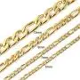 HZMAN Men Women 24k Real Gold Plated Figaro Chain Stainless Steel Necklace, Wide 5mm 7mm 9mm 13mm HZMAN Men Women 24k Real Gold Plated Figaro Chain Stainless Steel Necklace, Wide 5mm 7mm 9mm 13mm