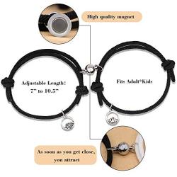 LIANZHEN Personalized Couple Magnetic Bracelet Adjustable Rope Braided Bracelet for Couple Jewelry Gifts for Lover BFF 2PCS