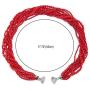 COOLSTEELANDBEYOND Red Statement Necklace Multi-Layer Beads Crystal Braided Chain Choker Collar Magnetic Clasp Party