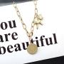 ZYHENG 14k Gold-Plated Titanium Steel Pony Queen Elizabeth Round Pendant Necklace, Fashion Sweater Chain Hip Hop Fashion Accessories